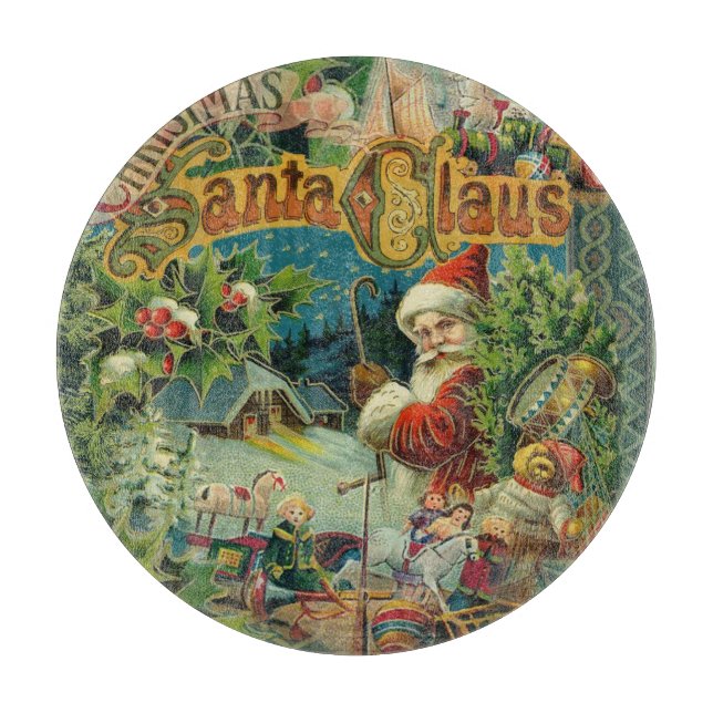 Weihnachtsmann Antike Kunst Schneidebrett (Vorderseite)