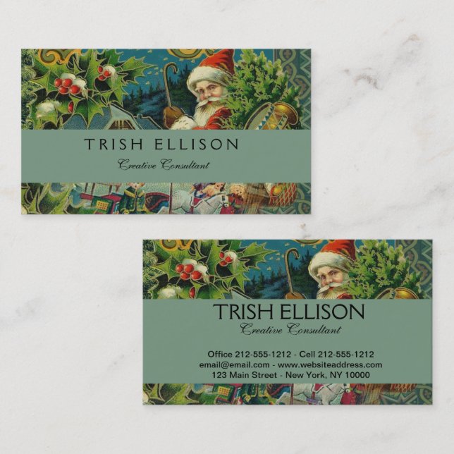 Weihnachtsmann Antike Kunst Visitenkarte (Vorne/Hinten)