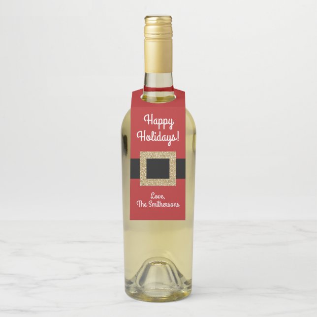 Weihnachtsmann Anzug Modernes Personalisiert Flaschenanhänger (Auf Flasche)