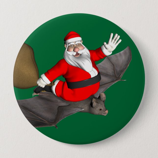 Weihnachtsmann auf dem Flug Button (Vorderseite)
