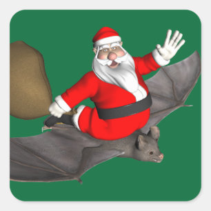 Weihnachtsmann auf dem Flug Quadratischer Aufkleber