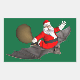 Weihnachtsmann auf dem Flug Rechteckiger Aufkleber