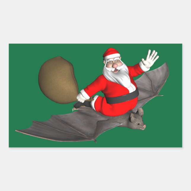 Weihnachtsmann auf dem Flug Rechteckiger Aufkleber (Vorderseite)