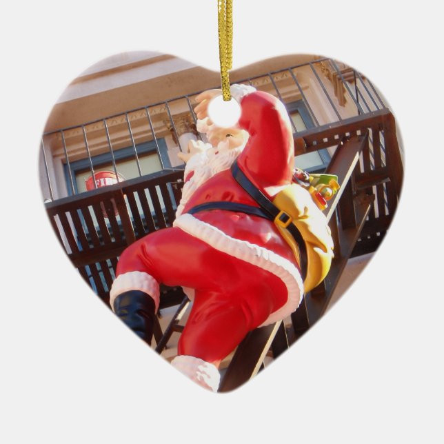Weihnachtsmann auf dem Notausgang Keramikornament (Vorne)