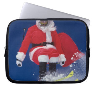 Weihnachtsmann auf dem Skispringen weg von einem Laptopschutzhülle