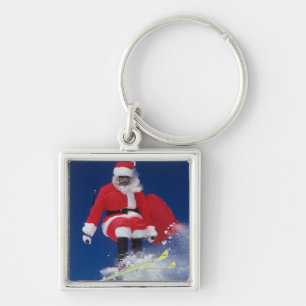 Weihnachtsmann auf dem Skispringen weg von einem Schlüsselanhänger