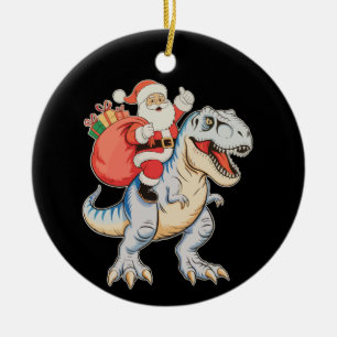 Weihnachtsmann auf Dinosaurier T Rex Weihnachten X Keramik Ornament