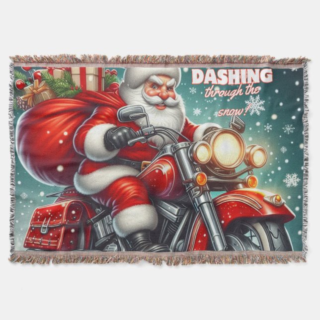 Weihnachtsmann auf einem Motorrad Decke (Vorderseite)