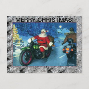 Weihnachtsmann auf einem Motorrad Postkarte