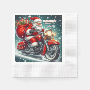 Weihnachtsmann auf einem Motorrad Serviette