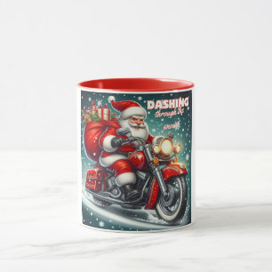 Weihnachtsmann auf einem Motorrad Tasse
