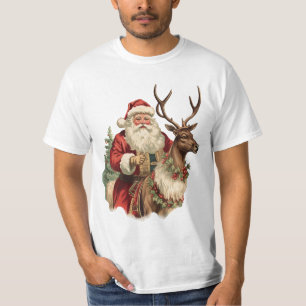 Weihnachtsmann auf einem Rentier Weihnachten im Vi T-Shirt