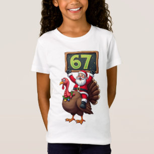 🎅🦃 Weihnachtsmann auf einem Truthahn mit der Num T-Shirt