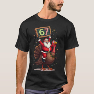 🎅🦃 Weihnachtsmann auf einem Truthahn mit der Num T-Shirt