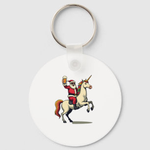 Weihnachtsmann auf Einhorn Bier Weihnachten Lustig Schlüsselanhänger