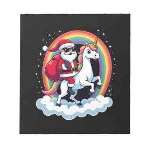 Weihnachtsmann auf Einhorn Xmas Mädchen Frauen Ra Notizblock