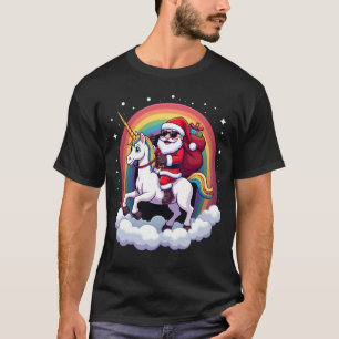 Weihnachtsmann auf Einhorn Xmas Mädchen Frauen Ra T-Shirt