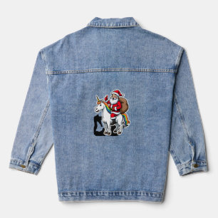 Weihnachtsmann auf Einhorn - Xmas Mädchen Jeansjacke