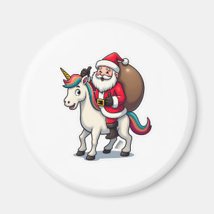 Weihnachtsmann auf Einhorn - Xmas Mädchen  Magnet