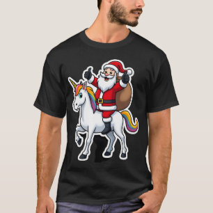Weihnachtsmann auf Einhorn - Xmas Mädchen  T-Shirt
