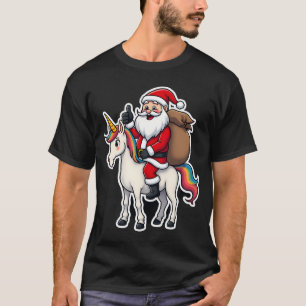 Weihnachtsmann auf Einhorn - Xmas Mädchen  T-Shirt