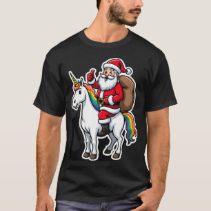 Weihnachtsmann auf Einhorn - Xmas Mädchen  T-Shirt