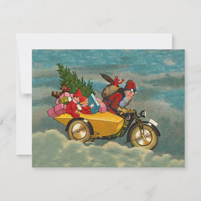 Weihnachtsmann auf Motorrad 4,25 x 5,5 Karte (Vorderseite)