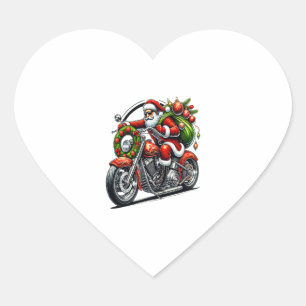 Weihnachtsmann auf Motorrad Weihnachtsbiker Herz-Aufkleber