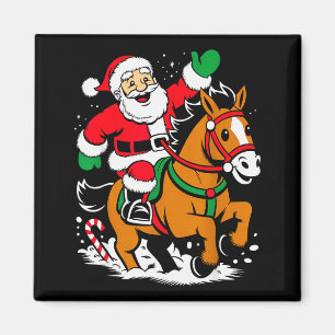 Weihnachtsmann auf Pferd Reitender lustiger Weihna Magnet