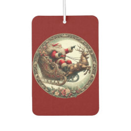 Weihnachtsmann auf Schlitten und Rentieren Autolufterfrischer