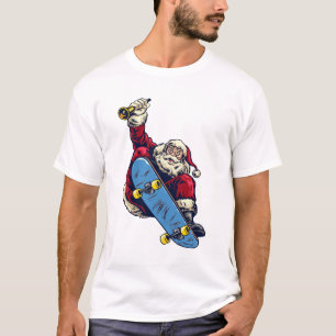 Weihnachtsmann auf Skateboard Frohe Weihnachtsfeie T-Shirt