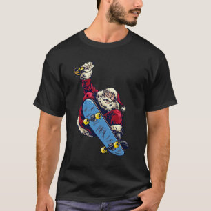 Weihnachtsmann auf Skateboard Frohe Weihnachtsfeie T-Shirt