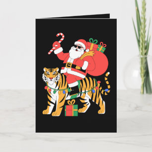 Weihnachtsmann auf Tiger Reiten Lakritzstange Xmas Karte