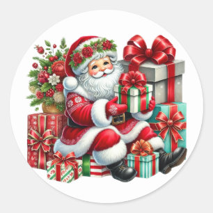 Weihnachtsmann-Aufkleber Runder Aufkleber