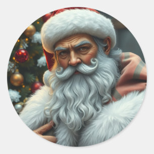 Weihnachtsmann-Aufkleber Runder Aufkleber