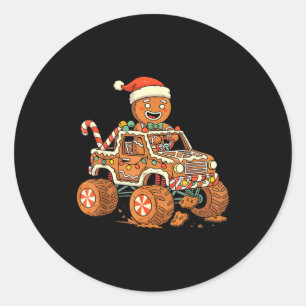 Weihnachtsmann aus Lebkuchen fährt LKW Xmas Licht Runder Aufkleber