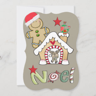 Weihnachtsmann aus Lebkuchen Flach Grußkarte Karte