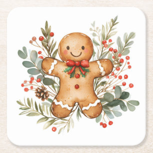 Weihnachtsmann aus Lebkuchen Rechteckiger Pappuntersetzer
