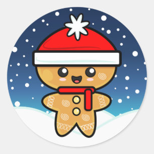 Weihnachtsmann aus Lebkuchen Runder Aufkleber