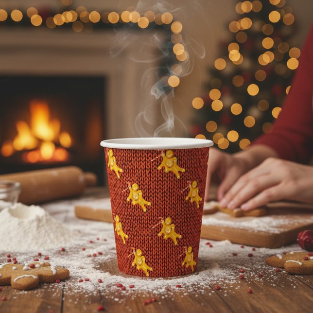 Weihnachtsmann aus Lebkuchen & Strickmuster Weihna Pappbecher (Von Creator hochgeladen)