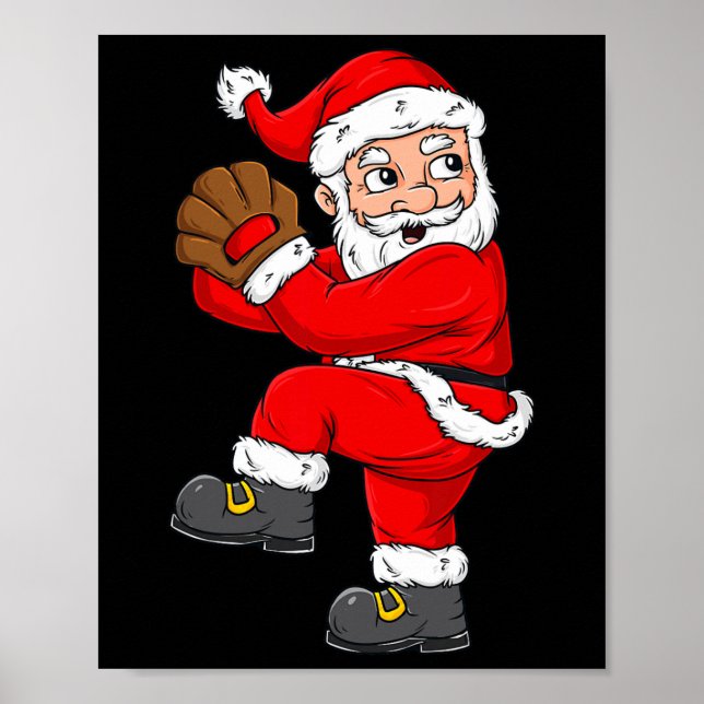 Weihnachtsmann Baseball Pitcher Boys Kinder T Poster (Vorne)