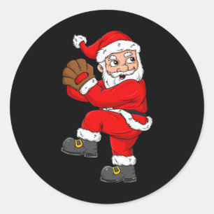 Weihnachtsmann Baseball Pitcher Boys Kinder T Runder Aufkleber