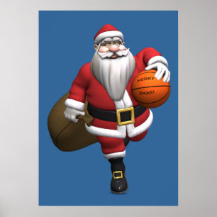 Weihnachtsmann-Basketball-Spieler Poster