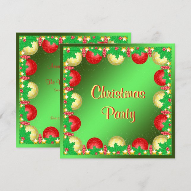 Weihnachtsmann & Baubles Einladung (Vorne/Hinten)