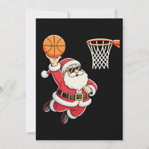 Weihnachtsmann beim Basketball-Dunking Weihnachten Einladung