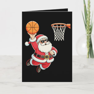 Weihnachtsmann beim Basketball-Dunking Weihnachten Karte