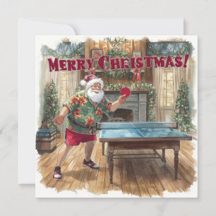 Weihnachtsmann beim Ping-Pong-Spiel in einem hawai Feiertagskarte