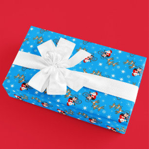 Weihnachtsmann beim Radfahren mit Rentieren Geschenkpapier