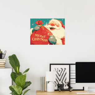 Weihnachtsmann beim Vorbereiten von Weihnachtsgesc Poster