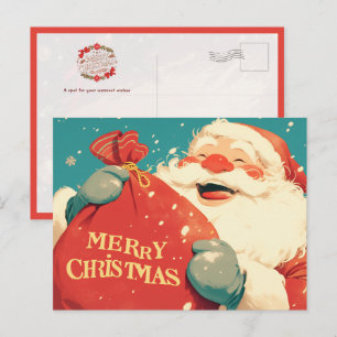 Weihnachtsmann beim Vorbereiten von Weihnachtsgesc Postkarte